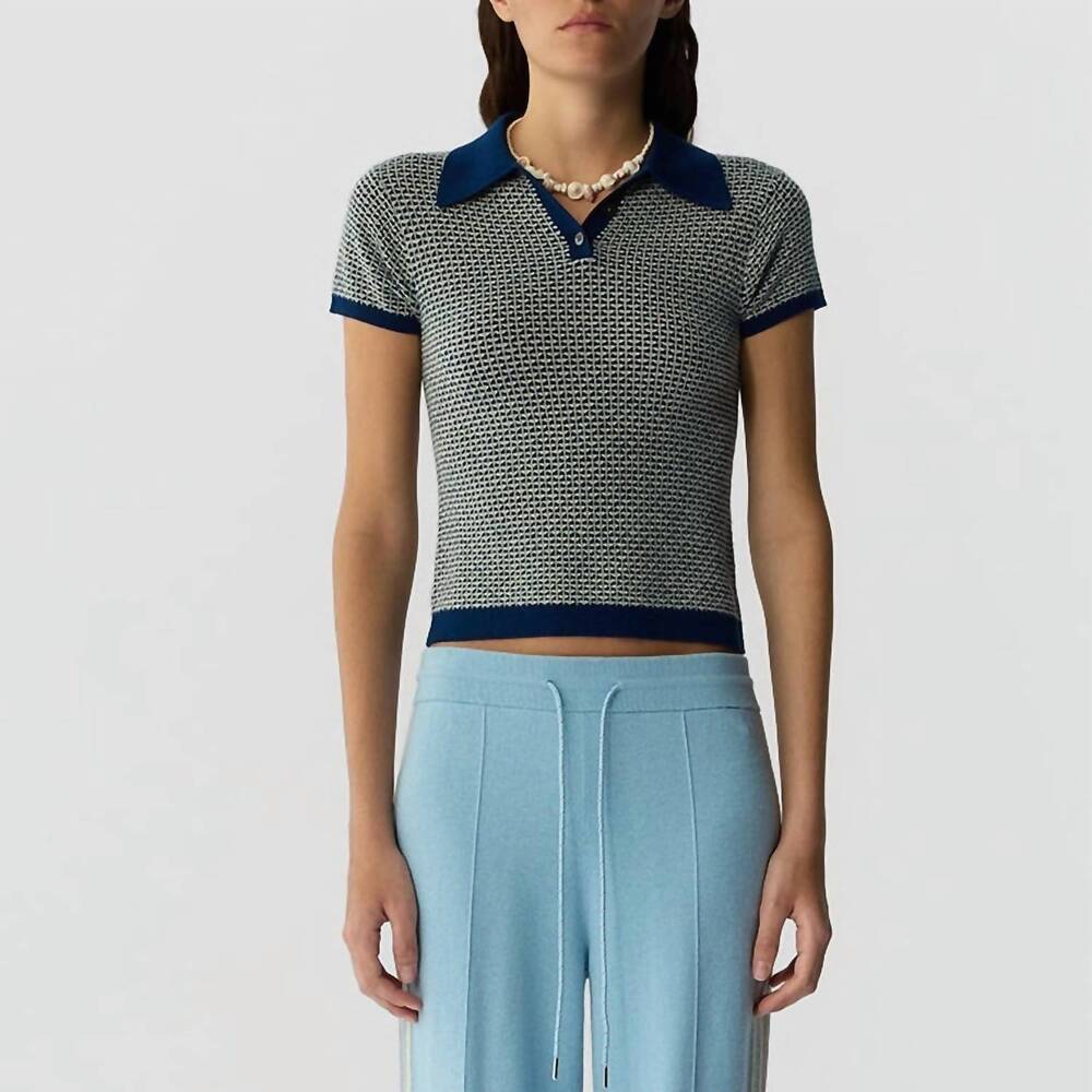NEW GUEST IN RESIDENCE pique shrunken polo in navy